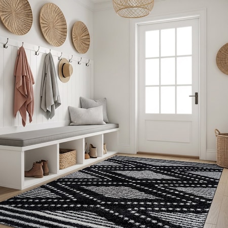 World Rug Gallery Geometric Shag Area Rug 4 ft x 6 ft Anthracite WR117ANTHRACITE4X6