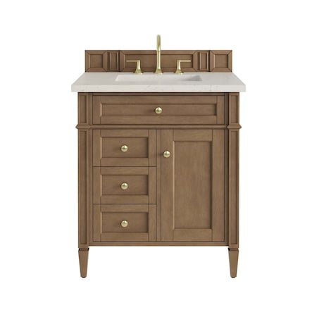 James Martin Vanities Brittany 30" Single Vanity, Pecan w/ 3 CM Siberian Silestone Top 655-V30-PCN-3SFR