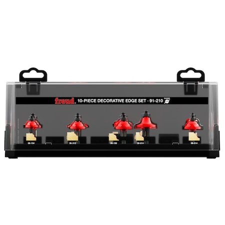 Freud 10 Piece Decorative Edge Quadra-Cut Router Bit Set 91-210