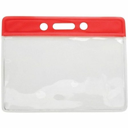 Brady Horizontal Top-Load Badge Holder - 3" x 3.75" - Vinyl - Red 1820-1006