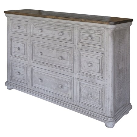 Homeroots 62" Gray Solid Wood Nine Drawer Triple Dresser 524549