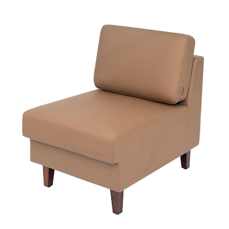 Flash Furniture HERCULES Artemis Cognac LeatherSoft Middle Reception Chair w/Wooden Walnut Legs ZB-8921M-COGNAC-GG
