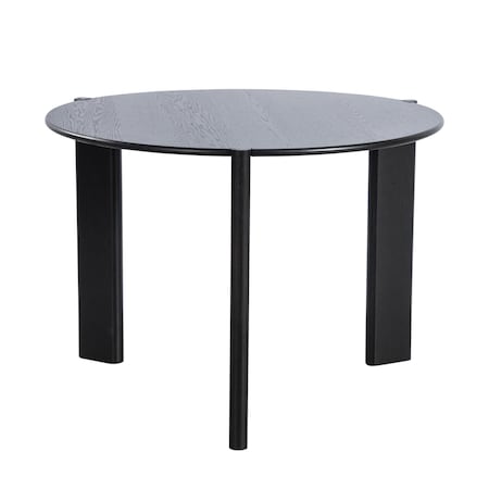 Homeroots 42" Black Solid Wood Three Leg Base Round Top Dining Table 712208