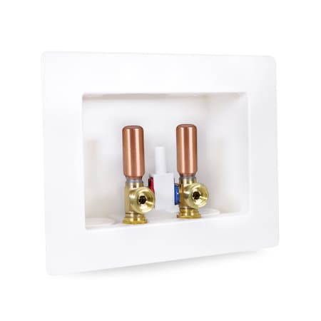 Everflow Washing Machine Outlet Box, Dual Drain, Assmbld W/ 1/2'' CPVC Valves & Hammer Arrestors, White ABS SB200-CH