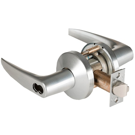 Best Grade 1 Classroom Cylindrical Lock, 16 Lever, K Rose, SFIC Less Core, Satin Chrome Finish, 4-7/8in 9K37R16KS3626