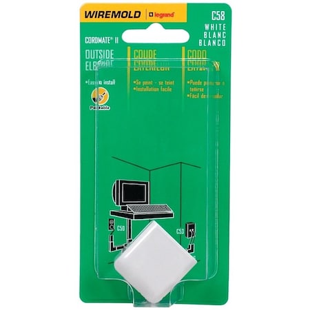 Wiremold Wireway Elbow, White, Plastic C58