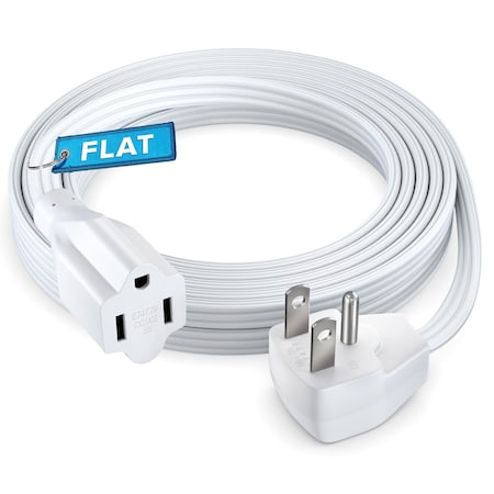 Maximm 10ft 14AWG Heavy Duty Flat Wire 3-Prong Extension Cord, UL, White ADW-90-31F10-14W0