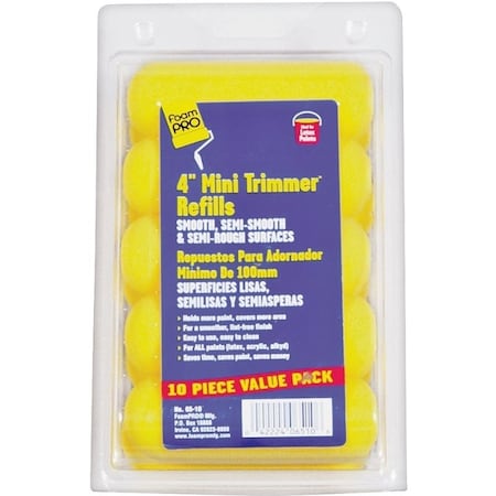 Foampro Trimmer Refill, 3/8 in Thick Nap, 4 in L, Foam Cover, 10/PK, 10PK 65-10