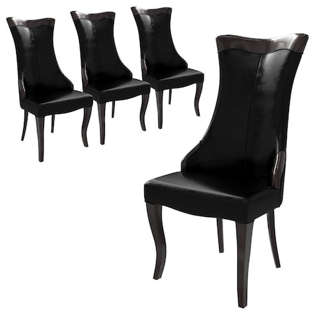 Leisuremod Novara Collection Modern Wooden Dining Chair in Black, 4PK NC20BL4