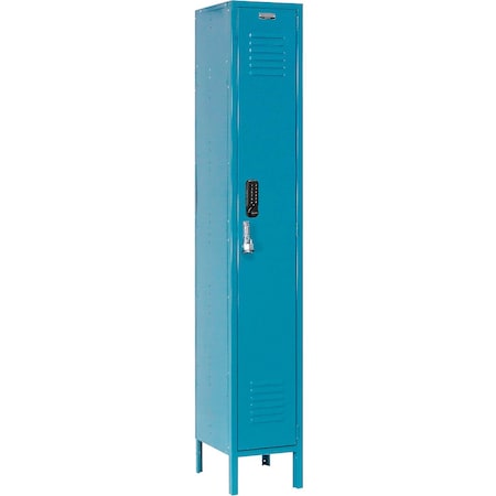 Global Industrial 1-Tier 1 Door Digital Locker, 12"Wx15"Dx66"H, Blue, Unassembled 413222