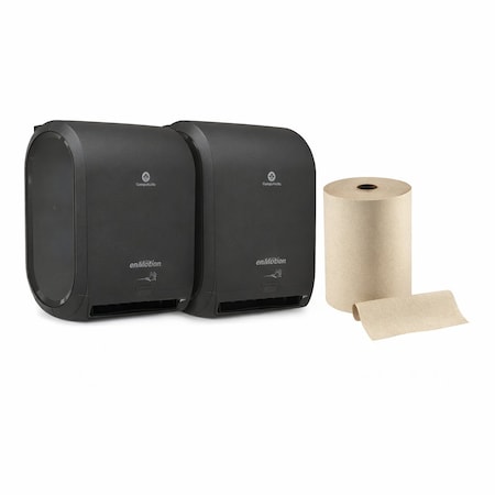 Georgia-Pacific EnMotion Paper Towel Dispenser & Roll Bundle, 2 Dispensers + 1 Roll (6 Pack, Brown) 59462A, 89480