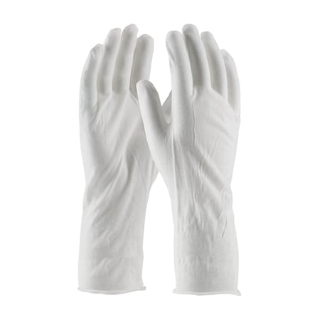Cleanteam Medium Weight Cotton Lisle Inspection Glove with Unhemmed Cuff, 14", 12PK 97-520/14