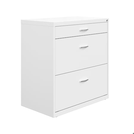Space Solutions 30 in.W 3 Drawer Lateral File Cabinet for Home/Office, Fits Letter/Legal Sizes, White 25071