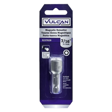 Vulcan Magnetic Nutsetter, 716 in Drive, Hex Drive, 134 in L, 14 Quick Change in Shank 326111OR