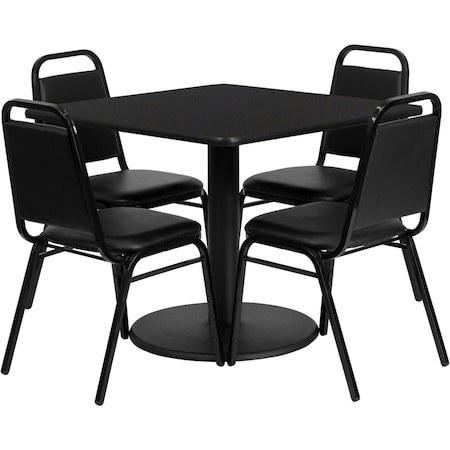 Flash Furniture Square Laminate Table, Laminate Top, Wood Grain RSRB1009-GG