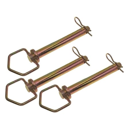 Mytee Products AgraLink 3 Pcs Zinc Plated Swivel Hitch Pin 7/8in x 6-1/4in w/ Clips For Tractor, 3PK HP-77880x3