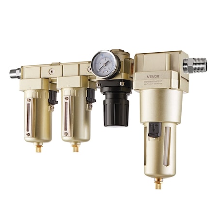 Vevor Air Compressor Filter Regulator Combo 1/2 in NPT 3-Stage Air Drying System AF4+AF4+AR4+AF5 1/2 in