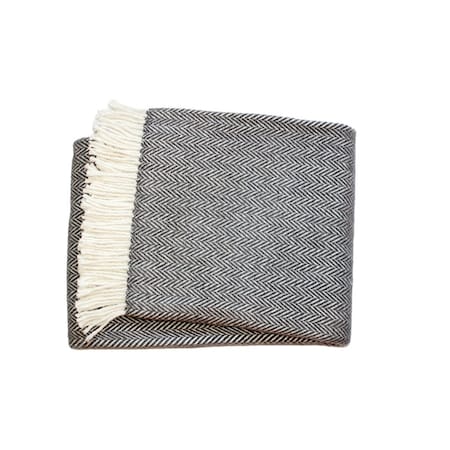 Homeroots Dark Grey and White Dreamy Soft Herringbone Throw Blanket 474023