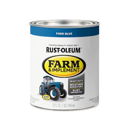 Rust-Oleum Exterior Paint, Gloss, Oil Base, Ford Blue, 1 qt 280153