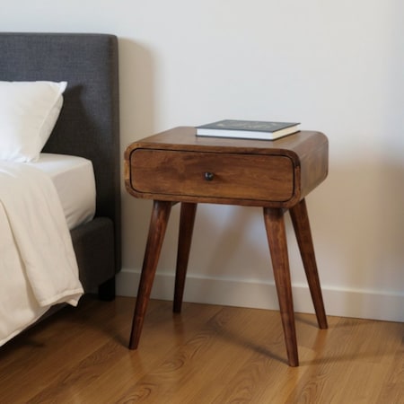 Homeroots 22" Chestnut Solid Wood One Drawer Nightstand 651571