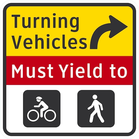 Lyle Turning Vehicles Must Yield To (with Right Arrow), 24x24, Engineer Grade, White G-13637-EG_24x24