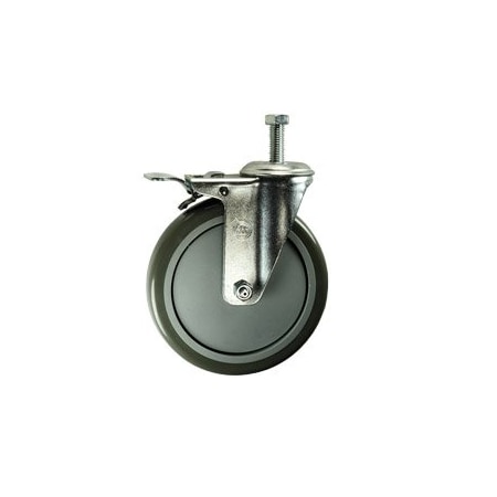 Service Caster 6 Inch Gray Polyurethane Wheel Swivel 1/2 Inch Stem Caster with Total Lock Brake SCC-TSTTL20S614-PPUB-121315