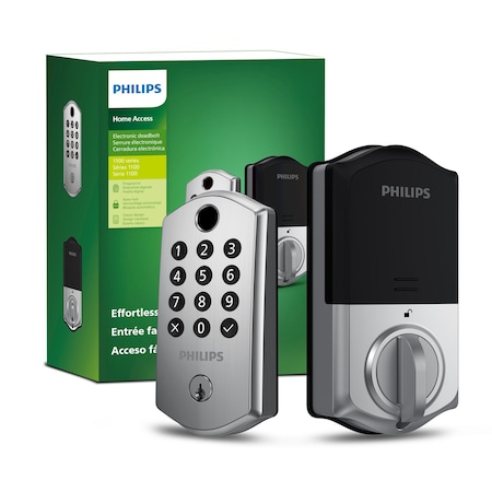Philips Electronic Deadbolt Door Lock with Multiple Access Methods Including Fingerprint Reader DDLOM1011X-1H-SN