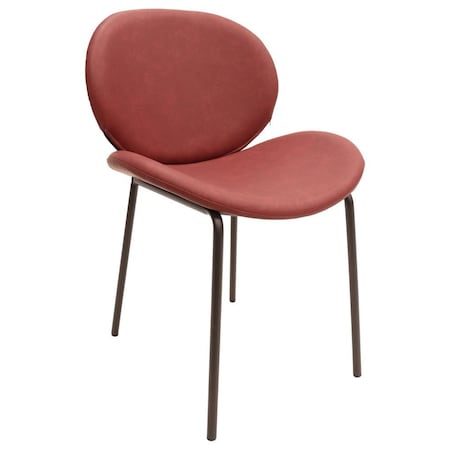 Leisuremod Servos Dining Side Chair with Upholstered Faux Leather Seat and Powder Coated Iron Frame, Bordeaux SCBL-22BOR