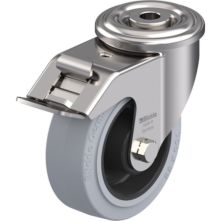 Zoro Select Kingpin Swivel Caster, Rubber, 4 in., 330 lb., Gray LEXR-POEV 100XR-FI-SG