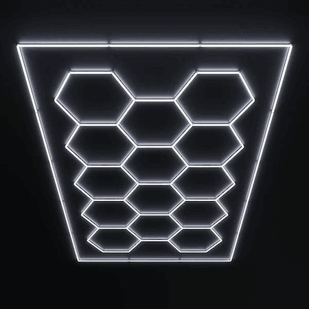 Westgate HEX CAR SHOP DECORATIVE LIGHT KIT WITH FRAME 96in X 190in 534W 30K 120-277V, 3000K HEX-96X190-534W-30K-UNIV