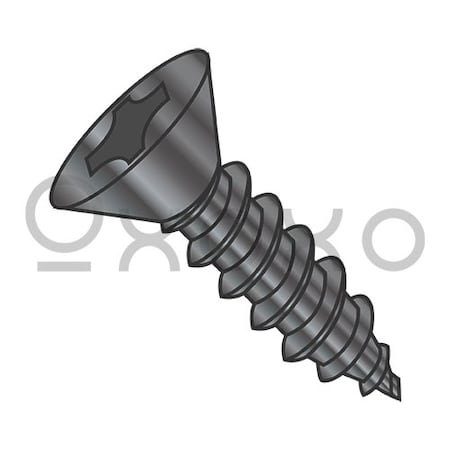 12-11X2 Phillips Flat Self Tap Screw Type A Full Thread 18 8 Stainless Steel Black Oxide, 1000PK