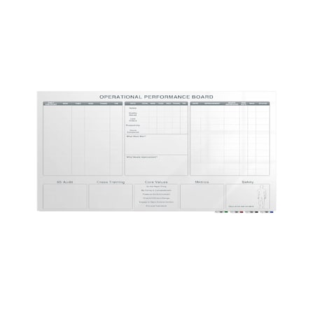 Ghent Manufacturing Aria Low Profile Glassboard, Operational Performance, Non-Magnetic, 4'H x 6'W GRPARIASN03Z-46