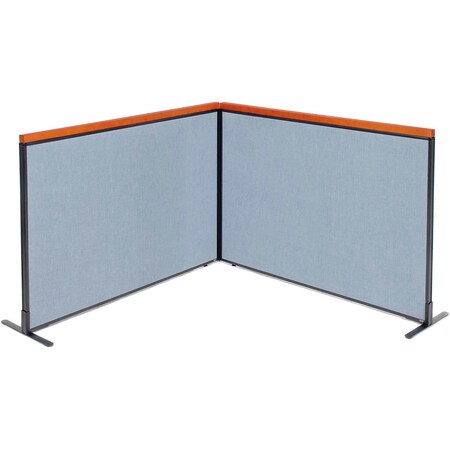 Global Industrial Interion Deluxe Freestanding 2-Panel Corner Room Divider, 60-1/4"W x 43-1/2"H, Blue 695156BL
