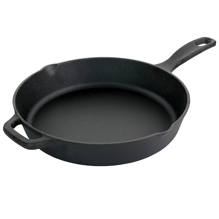 Oster Castaway 12 Inch Cast Iron Round Frying Pan with Dual Spouts 128666.01