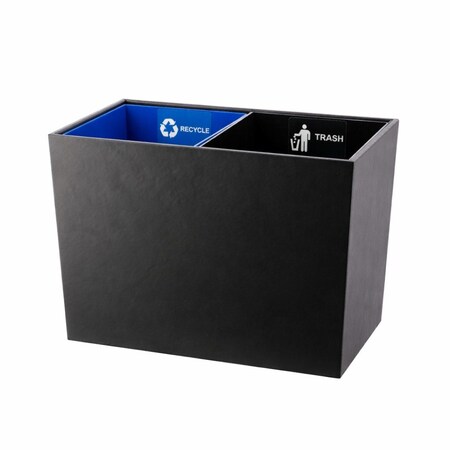 Hapco Elmar Executive Dual Chamber Vegan Leather 18 Quart Rectangular Wastebasket, Black, 6PK EWB118BLK