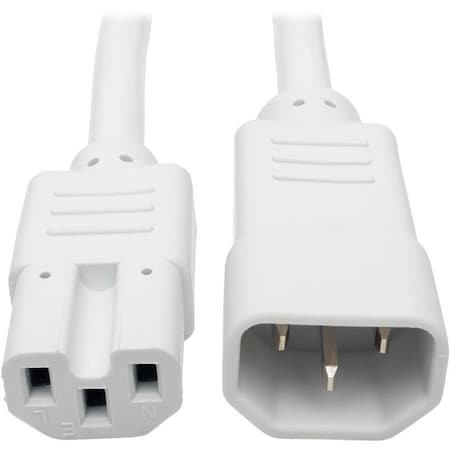 Eaton Tripp Lite Series Power Cord C14 to C15 - Heavy-Duty, 15A, 250V, 14 AWG, 6 ft. 1.83 m, White P018-006-AWH