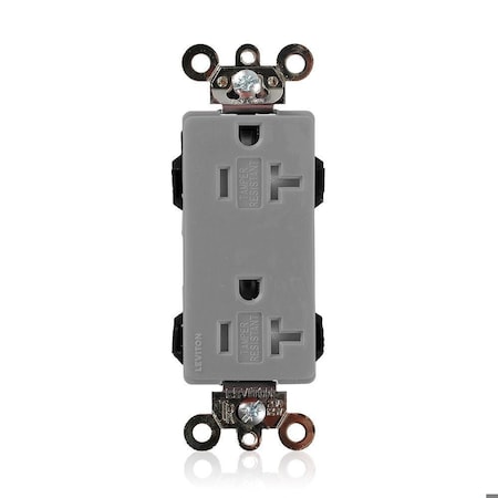 Leviton Straight Blade Receptacle, 5-20R, 20 A, 125V AC, Flush Mount, Self-Grounded MT163-GY