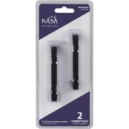 Hardware Resources KasaWare 3-3/8'' Overall Length Matte Black Square Bar Pull, 2PK K7063MB-2