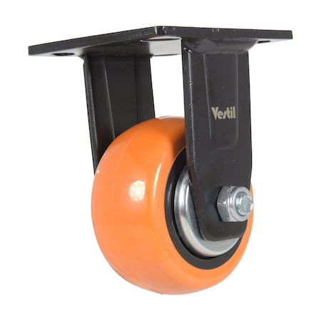 Vestil Polyurethane Rigid Caster 4 In. Diameter x 2 In. Width 551 Lb. Capacity Orange/Silver CST-E6-4X2PUP-R