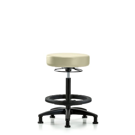 Blue Ridge Ergonomics Vin Stool without Back-High Bench Ht with Black FRandStat Glides in Adobe White Trailblazer Vin BR-VHBSO-RG-BF-RG-8501