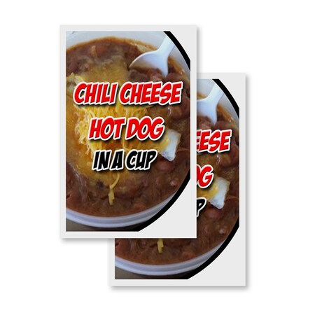 Signmission Chili Cheese Hot Dog In A Cup, Vinyl Decals Only 24 Inch x 36 Inch, Vinyl Decal, 2PK DSB-2436-2PACK-ChiliCheeseHotDogInACup