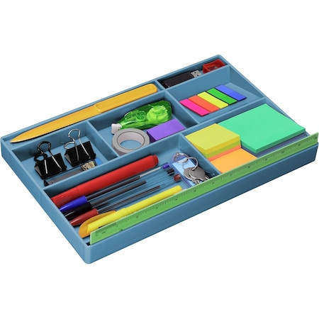 Acrimet Drawer Organizer Tray with 8 Compartments for Office, Makeup & Accessories (Blue) 977.AO