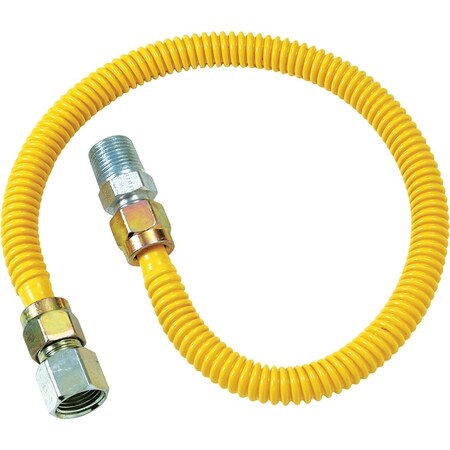 Dormont 1/2'' OD x 18'' Coated Stainless Steel Gas Connector 1/2'' FIP x 1/2'' MIP, Tapped 3/8'' FIP 20C-3132-18B