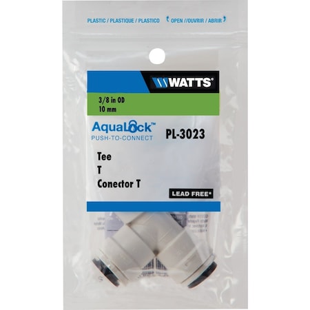 Watts 3/8'' x 3/8'' x 3/8'' OD Tubing Quick Connect Plastic Tee PL-3023