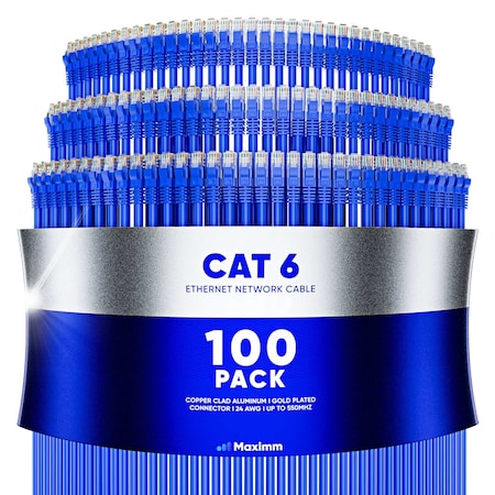 Maximm 5ft Cat6 10Gbps 550MHz UTP Ethernet Cable, 100PK, Blue, 100PK CAT6CCA-5BL-100PK