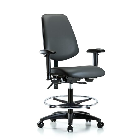 Blue Ridge Ergonomics Vinyl Chair, Vinyl, Adjustable Arms BR-VMBCH-MB-RG-T1-A1-CF-RC-8823