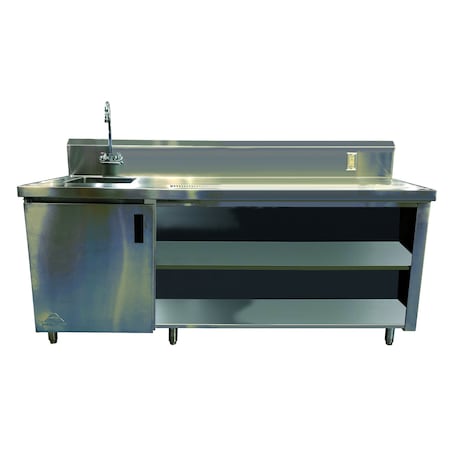 Advance Tabco Beverage Table 72 W with 14 x 16 x 12 deep sink on left with faucet 4OC BEV-30-72L