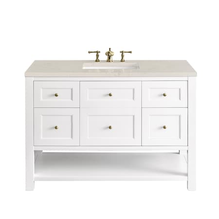 James Martin Vanities Breckenridge 48" Sgl Vanity, Bright White, w/3 CM Siberian Silestone Top w/FreePower Wireless Charger 330-V48-BW-FSFR