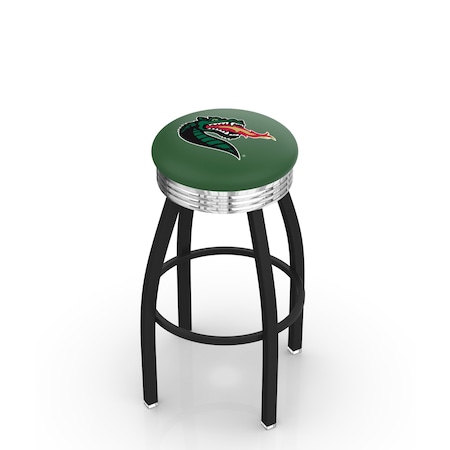 Holland Bar Stool Co 30" Blk Wrinkle UAB Swivel Bar Stool, Chrome Ring L8B3C30AlaBir