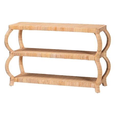 Bali & Pari Dalida Bohemian Natural Rattan 3-Tier Console Table 255-14110-ZORO